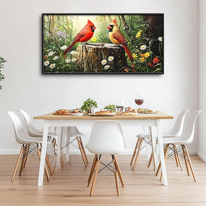 Cardinal Bird Large Decor Framed Wall Art Forest Pictures for Living Room, Oversized Canvas Print Painting Modern Extra Large Framed Artwork for Bedroom Office Home Decor 60"x30"