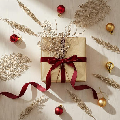 30 Pcs Artificial Christmas Tree Picks and Sprays Glitter Berry Stem Branches Holly Floral Picks Twigs Christmas Tree Ornaments for DIY Xmas Wreath Vase Filler Decorations(Champagne)
