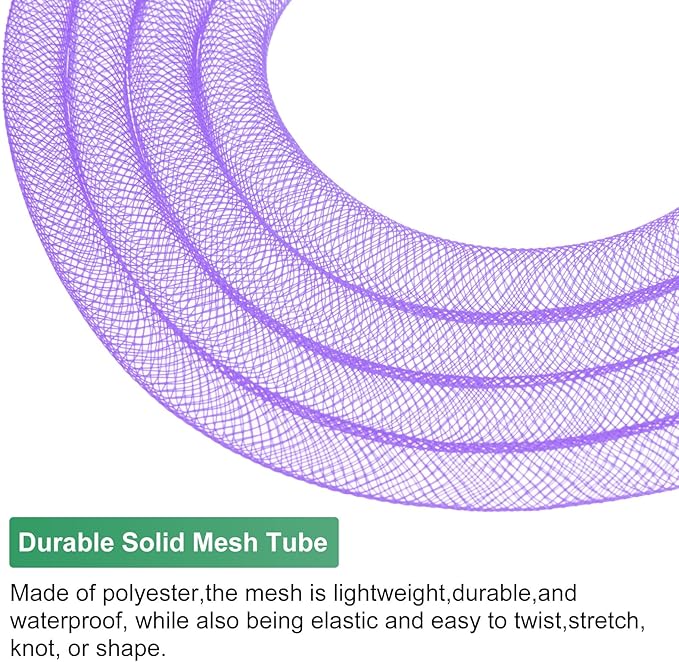 Mesh Tube Ribbon 25 Yards, 10mm Elastic Fabric Ribbons Mesh Tubing for Crafts/Gift Wrapping/Flower Bouquets/Wedding/Birthday/Holiday/Wreaths Christmas/Decoration[Violet]