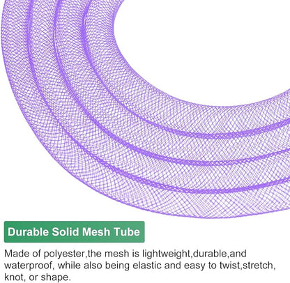 Mesh Tube Ribbon 25 Yards, 10mm Elastic Fabric Ribbons Mesh Tubing for Crafts/Gift Wrapping/Flower Bouquets/Wedding/Birthday/Holiday/Wreaths Christmas/Decoration[Violet]