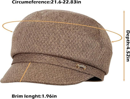 Women Retro Classic Visor Newsboy Cabbie Cap Beret Hats with Flower Buckle for Woman Ladies