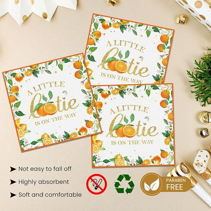 40 Pcs Little Cutie Baby Shower Plates and Napkins Party Supplies, Orange Cutie Birthday Party Decorations Disposable Paper Plates and Napkins A Little Cutie is on The Way Tableware Set Serves 20