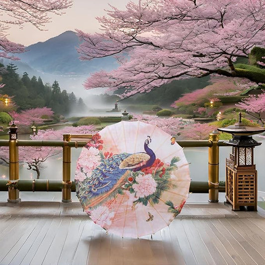Chinese Japanese Handmade Parasol Umbrella,Asian Decoration DIY Art Dance Classical Umbrella for Wedding Parties Photography Costumes Cosplay