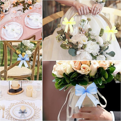 3/4 Inch x 50 Yards Sheer Organza Ribbon Chiffon Ribbon for Gift Wedding Flower Bouquet Wrapping Decorations Crafts (White)