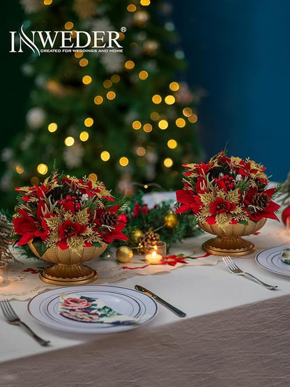 Gold Vase Centerpieces for Table: Gold Flower Vase for Wedding Centerpieces 2 Packs Mini Sized Flower Stand Arrangement Bulk for Party Event Engagement Celebration