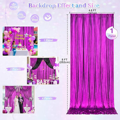 Purple Sequin Backdrop Curtains - 4.8x8FT Wrinkle-Free Glitter Drapes for Halloween Decoration Birthdays Weddings Graduations