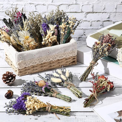 Layhit 24 Pcs Boho Dried Flower Bouquet Mini Wedding Handmade Dry Flowers Decor for Vase Crafts DIY Photo Boutonniere for Men Floral Plant for Bridesmaid Gift Birthday Decor (Lavender)