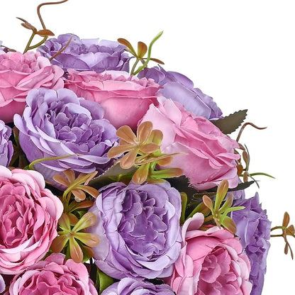 MARTINE MALL 2 Packs Peonies Artificial Flowers, Dark Pinkish-Purple Artificial Peonies, Silk Peonies Flowers Fake Peonies Artificial Flowers Peonies Bouquet for Centerpiece Table Wedding Home Decor
