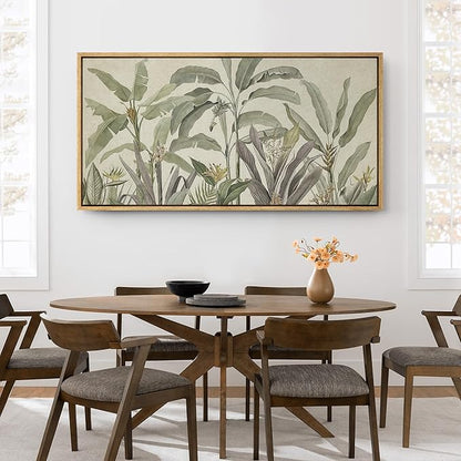 SIGNFORD Extra Large Framed Canvas Print Wall Art Tropical Corn Plant Botanical Illustrations Modern Art Calm Warm for Living Room, Bedroom, Office - 60"x30"