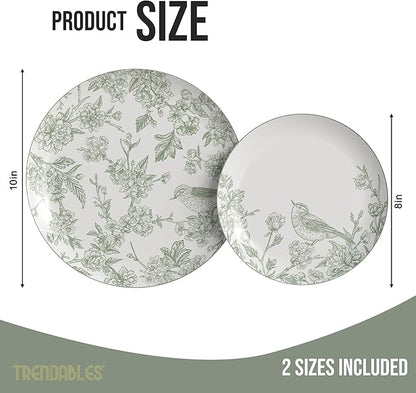 Trendables Floral Paper Plates 8.5 Inch & 10.5 Inch 40 Pcs Dinner Plate Set Fancy Disposable Plates for Party for 20 Guests 20 X 8 & 20 X 10 Large & Small Paper Plate Set for Parties Yaffa