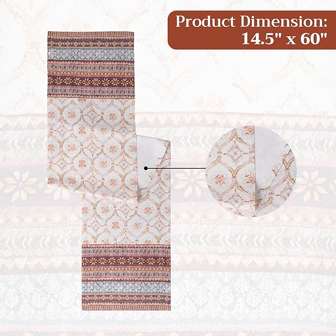 Maison d' Hermine Table Runner 100% Cotton Single Layer Table Runners 60 inches Long for Thanksgiving Christmas Decorations Home Kitchen Dining Party Wedding (Fair Isle, 14.5" x 60")