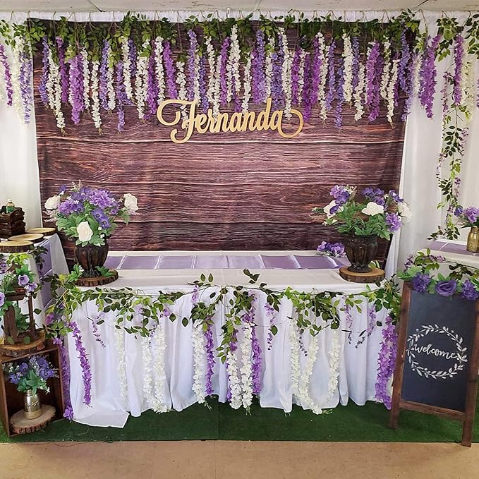 Artificial Flowers Hanging Flowers, Fake Garland Silk Vines Rattan String Decor for Home Wedding Arch Wall Garden Greenery Bedroom Outdoor Office Party Decoration (36, Purple)