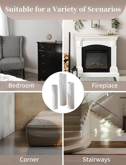 Sziqiqi Tall Vases Floor Standing: White Extra Large Floor Vase for Living Room 27.6/21.7in - Metal Tall Flower Vase for Pampas Grass - Modern Home Decor for Bedroom Office Hallway Corner