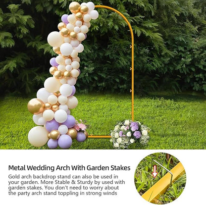 6.6 FT Wedding Arch Backdrop Stand for Party, Balloon Arch Stand, Wedding Arches for Ceremony, Metal Gold Arch Frame Backdrop Stand for Bridal Baby Showers Birthday Decoration Photo