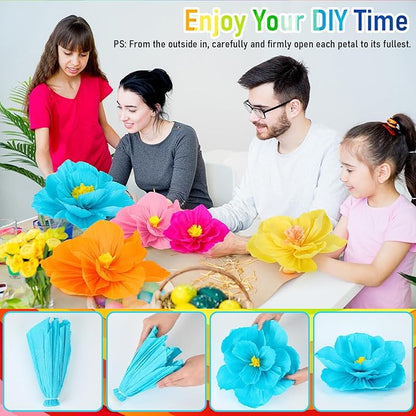 Giant Paper Flowers Artificial Large Paper Flower Decoration for Handcrafted Wall Backdrop Christmas Mexican Wedding Graduation Bridal Shower Birthday Party Supplies(Mexican Fiesta,12 Pcs)