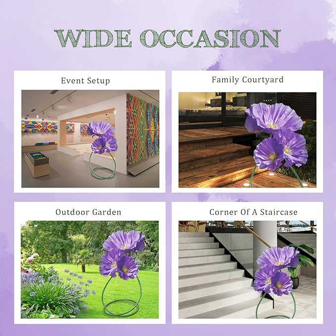 Giant Flowers for Decoration, Large Artificial Flower Art Home Decor for Wedding Reception Arrangement Birthday Party Bridal Shower Baby Shower Shop Window Display Photography Props 3 Pack (Purple)