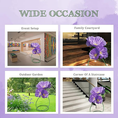 Giant Flowers for Decoration, Large Artificial Flower Art Home Decor for Wedding Reception Arrangement Birthday Party Bridal Shower Baby Shower Shop Window Display Photography Props 3 Pack (Purple)