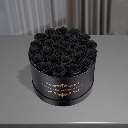 NATROSES 27 Piece Forever Preserved Roses in a Box, Preserved Flowers for Delivery Birthday, Flowers Gifts for Mothers Day, Black