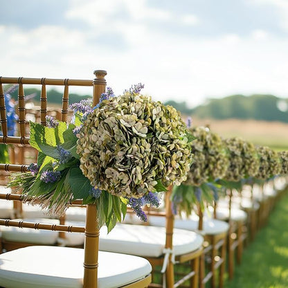 10PCS Fake Hydrangea Artificial Flowers Hydrangea Bouquet for Home Wedding Bridal Bouquet Office Party Table Centerpiece DIY Floral Decor (Autumn Green)