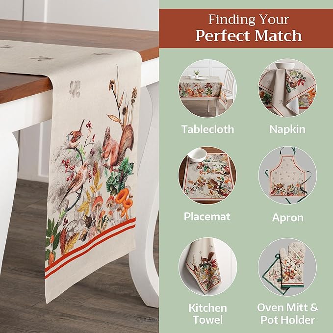 Maison d' Hermine Table Runner 100% Cotton Single Layer Table Runners 72 inches Long for Thanksgiving Christmas Decorations Home Kitchen Dining Party Wedding (Recolte, 14.5" x 72")
