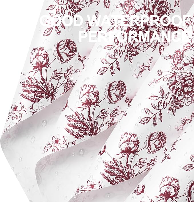 WRAPAHOLIC 20 Sheets Flower Wrapping Paper - 22.4 x 22.4 inch Red Vintage Floral Printed Water-Resistant Floral Bouquet Wrapping Paper, Florist Supplies Packaging for Wedding Birthday Gift DIY