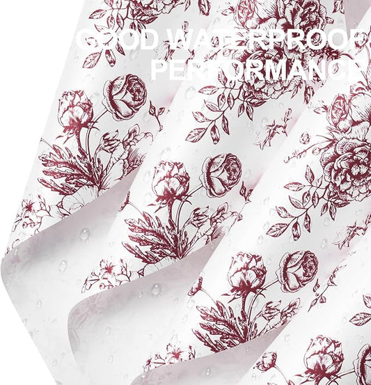 WRAPAHOLIC 20 Sheets Flower Wrapping Paper - 22.4 x 22.4 inch Red Vintage Floral Printed Water-Resistant Floral Bouquet Wrapping Paper, Florist Supplies Packaging for Wedding Birthday Gift DIY