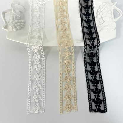 5 Yard Floral Lace Ribbon, Delicate Daisy Lace Trim for Wedding Dresses, DIY Crafts, Clothing, and Curtain Embellishments(Black)