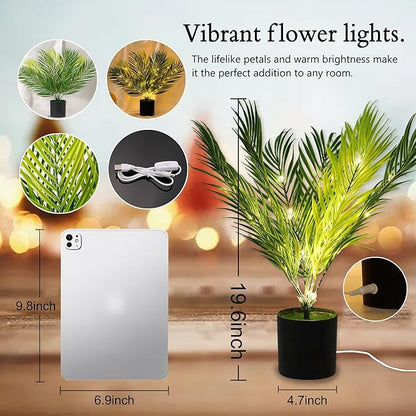 Artificial Lighted Areca Palm Tree Lamp Night Light for Womens Christmas Birthday Gifts, DIY Bonsai Decor, Perfect Ideal for Ambiance Wedding Party Bedroom Bar Coffee Shop Decor Light
