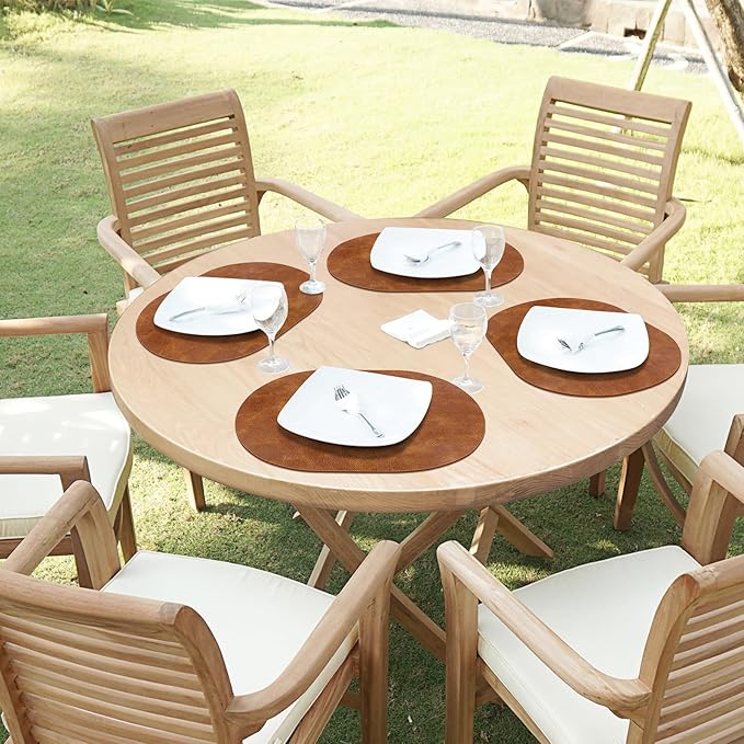 ADRIMER Placemats, Heat Resistant Oval Placemats Set of 6 Washable 12 x 17 Inch, Waterproof Table Mats, Wipeable Pu Place Mats for Kitchen, Dining Room, Turmeric Brown