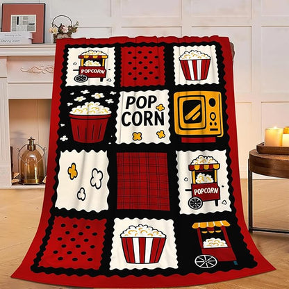 Popcorn Blanket Movie Theater Throw Blanket Cinema Soft Cozy Fleece Fuzzy Stuffed Plush Flannel Gifts for Girls Women Boys Kids Adults 40''x50''