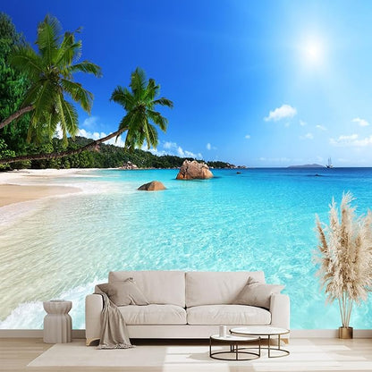 WXHFM - Beach wall murals Peel and Stick Wallpaper for Bedroom Living Room - 58"x86"