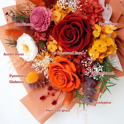 ZMRU Fall Preserved Flower Bouquet, Flowers for Delivery Prime, Mothers Day Gifts, Flowers Fresh Bouquet,Birthday for Women, Mom,Grandma Valentine's Gift, Anniversary Decor,Graduation Surprise
