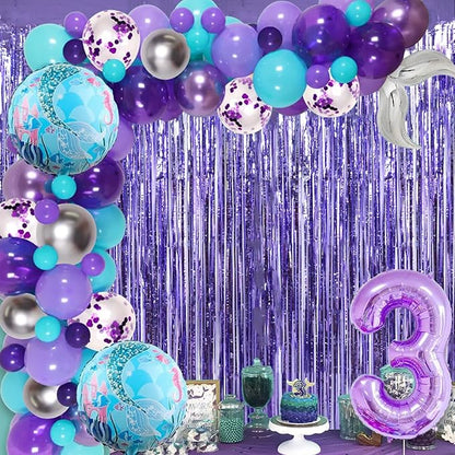 TONIFUL 3Pcs Light Purple Door Streamers Purple Photo Booth Backdrop Metallic Streamers Foil Fringe Curtains for Birthday,Christmas,New Year,Bachelorette,Grad Party Streamers Decor(9.9ft x 6.6ft)