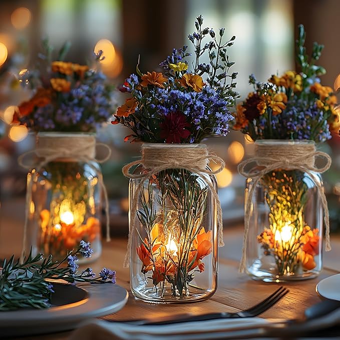 Vintage Glass Vases for Flowers, Set of 3 Clear Vases for Farmhouse Wedding Centerpiece Cylinder Bottle for Reception Table Decoration Home Decor Floral Arrangements