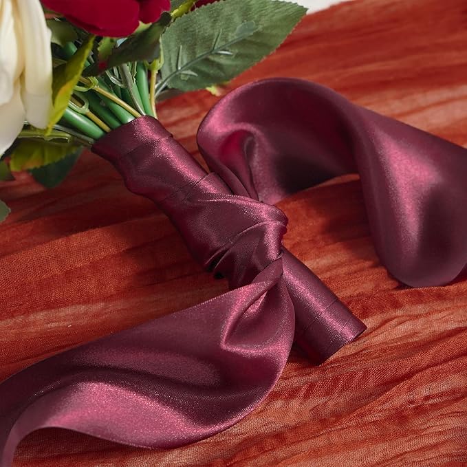 MEEDEE Burgundy Satin Ribbon Lux Double Faced Satin Ribbon 3 Inch Wide Christmas Ribbons by 10 Yards Burgundy Ribbons for Christmas Tree, Weddings, Flower Bouquet, Wreath Bow Making