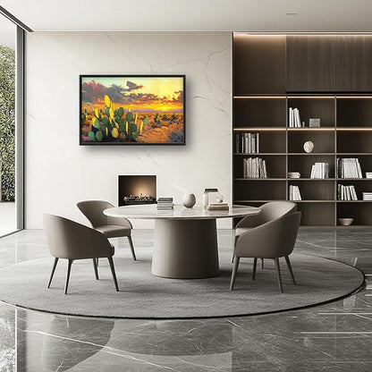 Western Cactus Wall Art Southwest Desert Sunset Pictures Wall Decor Arizona Landscape Canvas Painting Prints Framed Large Modern Artwork Home Decorations for Bedroom Living Room Office 36"x24"