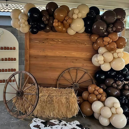 Brown and Black Balloon Garland Arch Kit, Nude Dark Brown Tan Black Gold White Sand Latex Party Balloons for Cowboy Western Wild West First Rodeo Country Farm Baby Shower Birthday Party Decorations