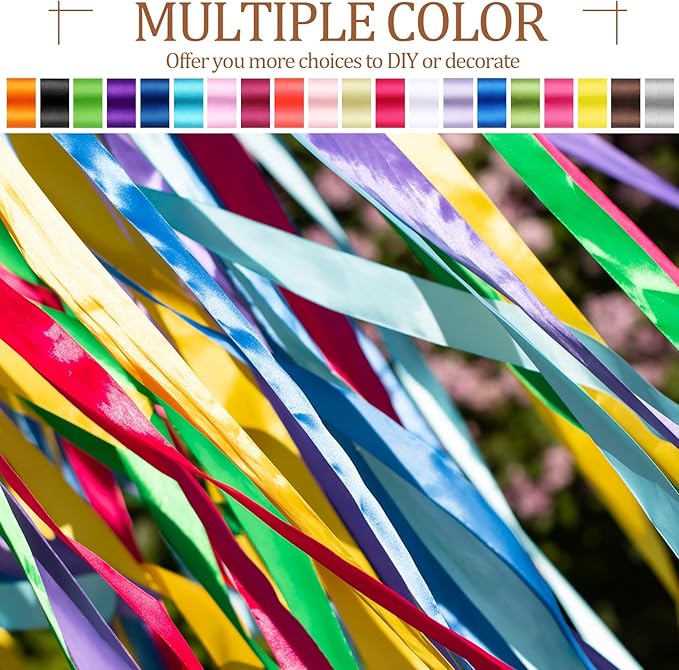 Unittype 20 Colors Rainbow Satin Ribbon 2 Inch 200 Yard Solid Fabric Ribbons 20 Rolls Satin Ribbons for Gift Wrapping Bows Crafts DIY Flower Bouquet Wedding Decor Christmas