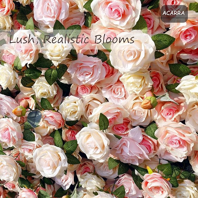 8×8 ft Artificial Pink Flower Wall Backdrop with Backdrop Stand, 2pcs 4×8 ft Panels, Assembly-Friendly Floral Backdrop for Weddings, Events, Studios & Window Displays