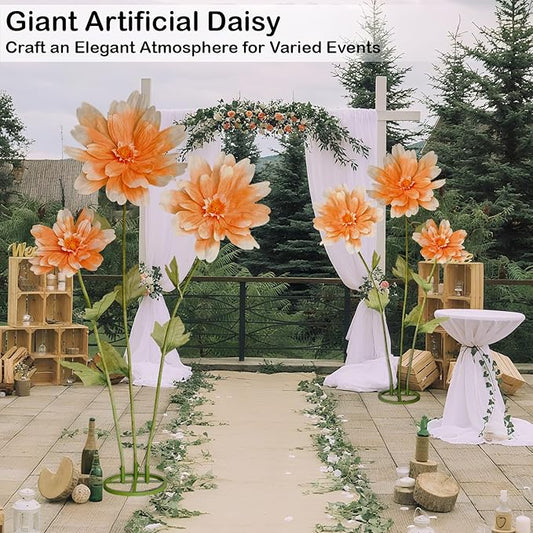 5.6 Ft Giant Daisy Flowers for Decoration,Big Artificial Fake Daisy,Large Crepe Paper Flowers for Home Decor Garden,Hotel,Office,Photography Props,Wedding,Art Gallery,Shop Window Display(Orange)
