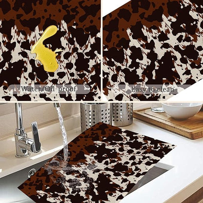 Cow Fur Placemats Set of 6,Washable Heat Resistant 12×18 Inch Linen Table Mats Cow Print Pattern Place Mats for Party Outdoor Dining Décor