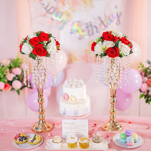 Flower Centerpieces for Wedding Tables: Wedding Table Decorations Red & White Flower Balls Centerpieces for Engagement Cerebration Party Center Pieces 6 Packs