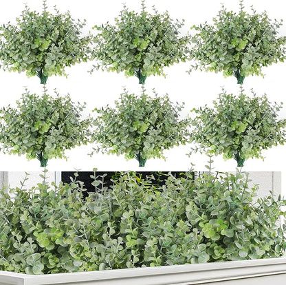 RECUTMS 20 Bundles Faux Eucalyptus Stems Artificial Plants Outdoor Faux Greenery for Outdoor Planters Boxwood Bushes for Farmhouse Bathroom Office Vase Centerpiece Indoor Outdoor Decor(Dusty Green)