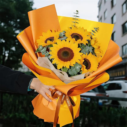 WRAPAHOLIC 20 Sheets Flower Wrapping Paper - 22.4 x 22.4 inch Lemon Yellow Color Water-Resistant Floral Bouquet Wrapping Paper, Florist Supplies Packaging for Fall, Halloween, Wedding Birthday Gift DIY