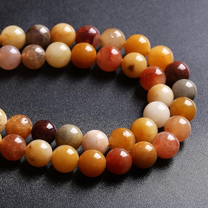 12MM 32PCS Natural Stone Golden Thread Jade Crystal Loose Beads for Jewelry Making DIY Bracelet Necklace 1 Strand 15’’