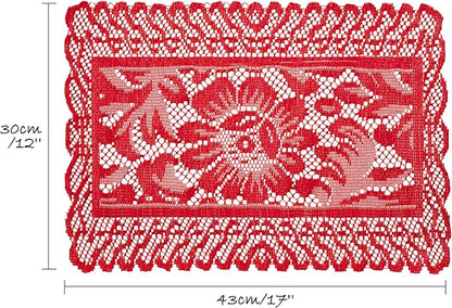 Jayla 2 Pcs Rectangle Lace Placemats for Tables Embroidered Lace Tablemats Vintage Crochet Floral Table Runner Vintage Wedding, Tea Party Decor,12x17 Inch