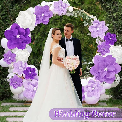Giant Paper Flowers Artificial Large Paper Flower Decoration for Handcrafted Wall Backdrop Christmas Mexican Wedding Graduation Bridal Shower Birthday Party Supplies(Purple Gradient,18 Pcs)