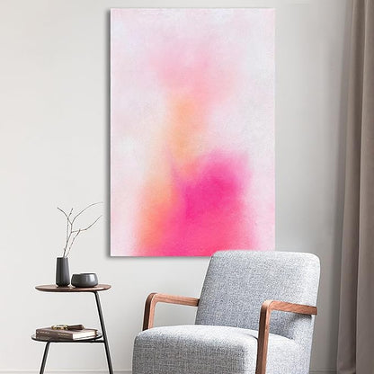 Hand-Painted Pink Abstract Canvas Wall Decoration Painting Contemporary Minimalist Art Works Living Room, Bedroom, Dining Room Wall Decoration 40x28 Inches