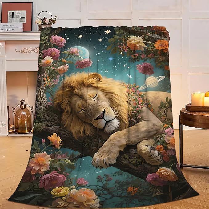 Lion Blanket Lion Throw Blanket Animal Soft Cozy Fleece Fuzzy Stuffed Plush Flannel Gifts for Girls Women Boys Kids Adults 40''x50''