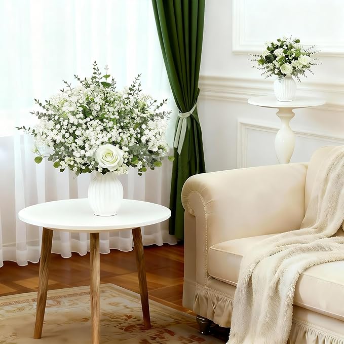 110 Pcs Artificial Eucalyptus Stems, Babys Breath，Bulk Artificial Flowers, Artificial Eucalyptus Leaves, Faux Greenery - DIY Wedding Bouquets, Centerpieces, Vase Filler, Farmhouse Decor
